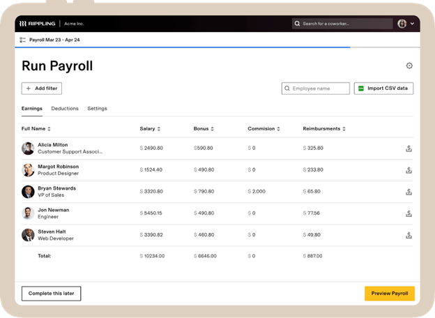 Rippling speedy payroll