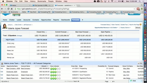 Salesforce team progress analytics